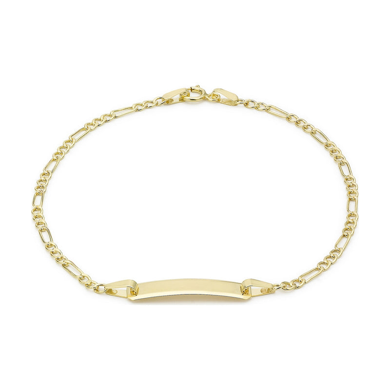9ct Yellow Gold Figaro ID Bracelet — 2mm