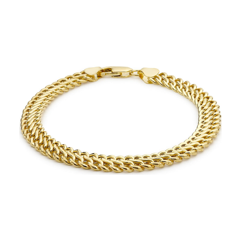 9ct Yellow Gold Figure Eight Double Curb Bracelet — 6mm