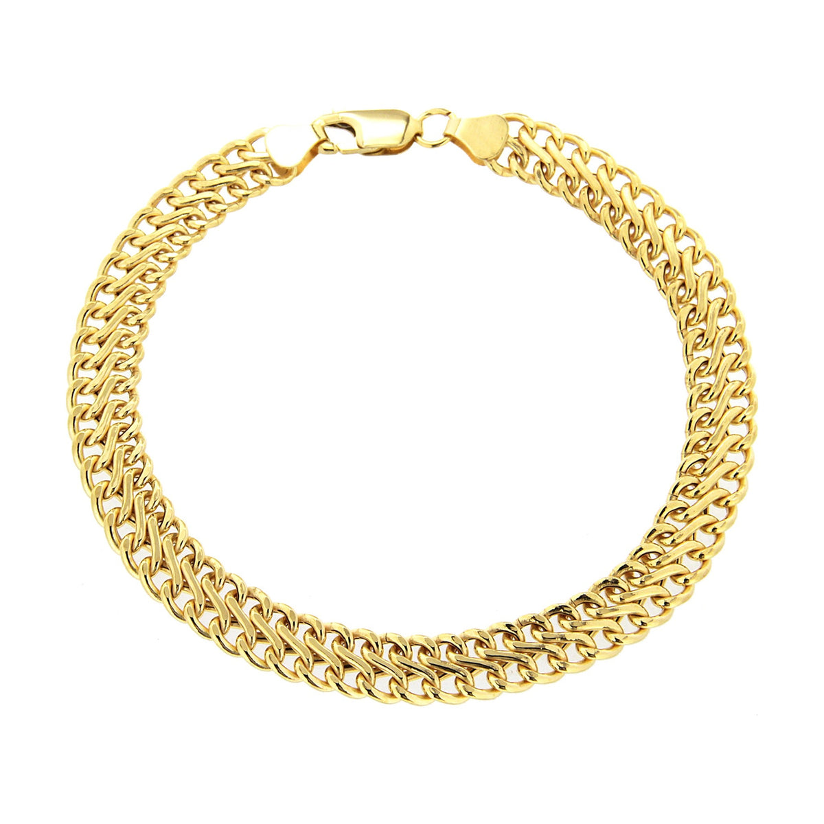 9ct Yellow Gold Figure Eight Double Curb Bracelet — 6mm