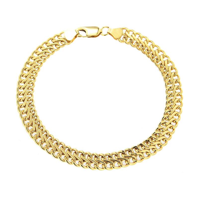 9ct Yellow Gold Figure Eight Double Curb Bracelet — 6mm