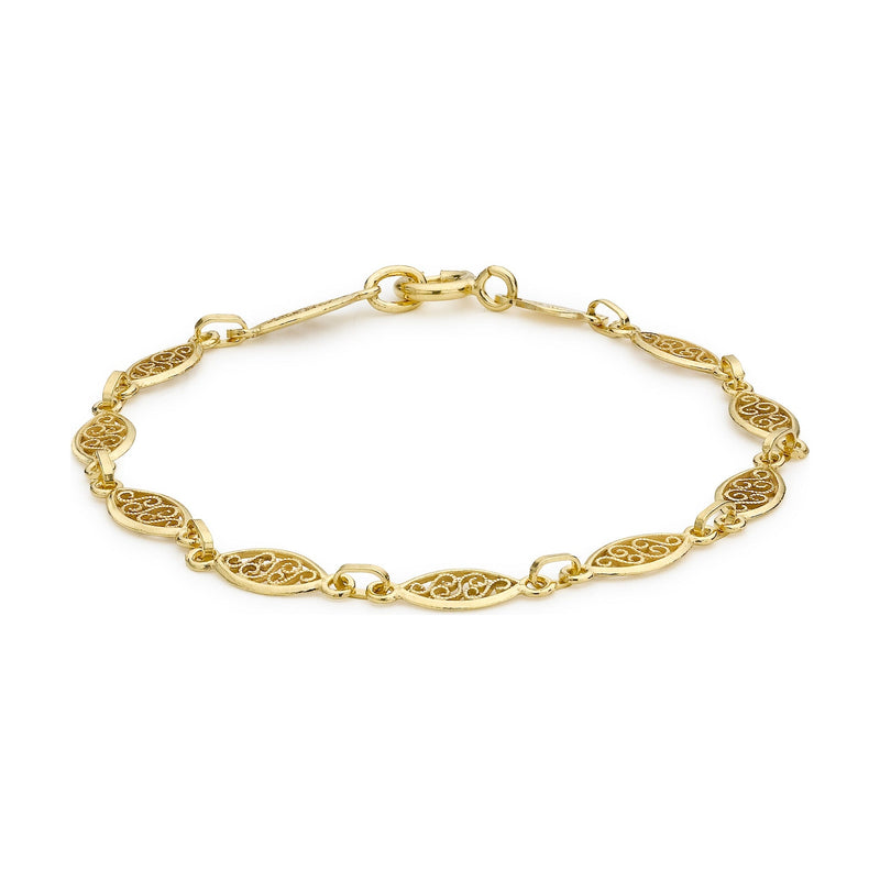 9ct Yellow Gold Filigree Oval Link Bracelet