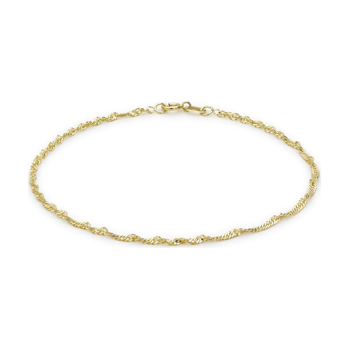 9ct Yellow Gold Fine Diamond Cut Twist Curb Bracelet