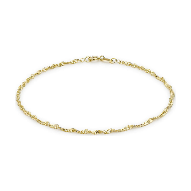 9ct Yellow Gold Fine Diamond Cut Twist Curb Bracelet