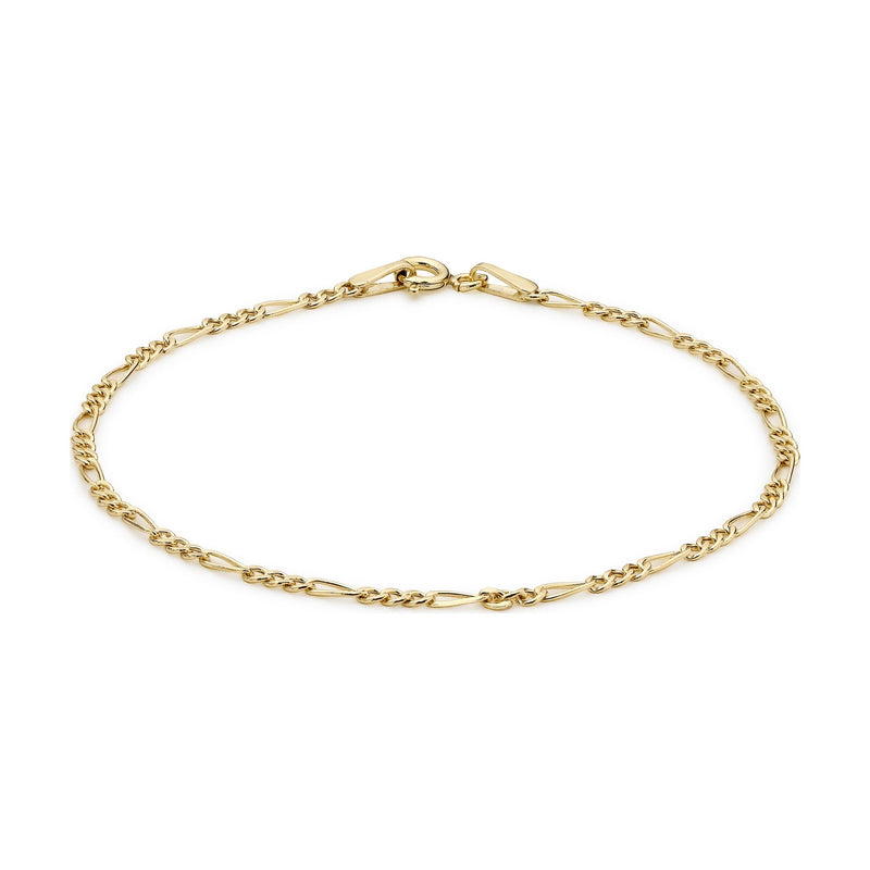 9ct Yellow Gold Fine Figaro Bracelet