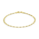 9ct Yellow Gold Fine Three Plait Herringbone Bracelet