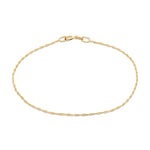 9ct Yellow Gold Fine Wheat Chain Bracelet — 1mm