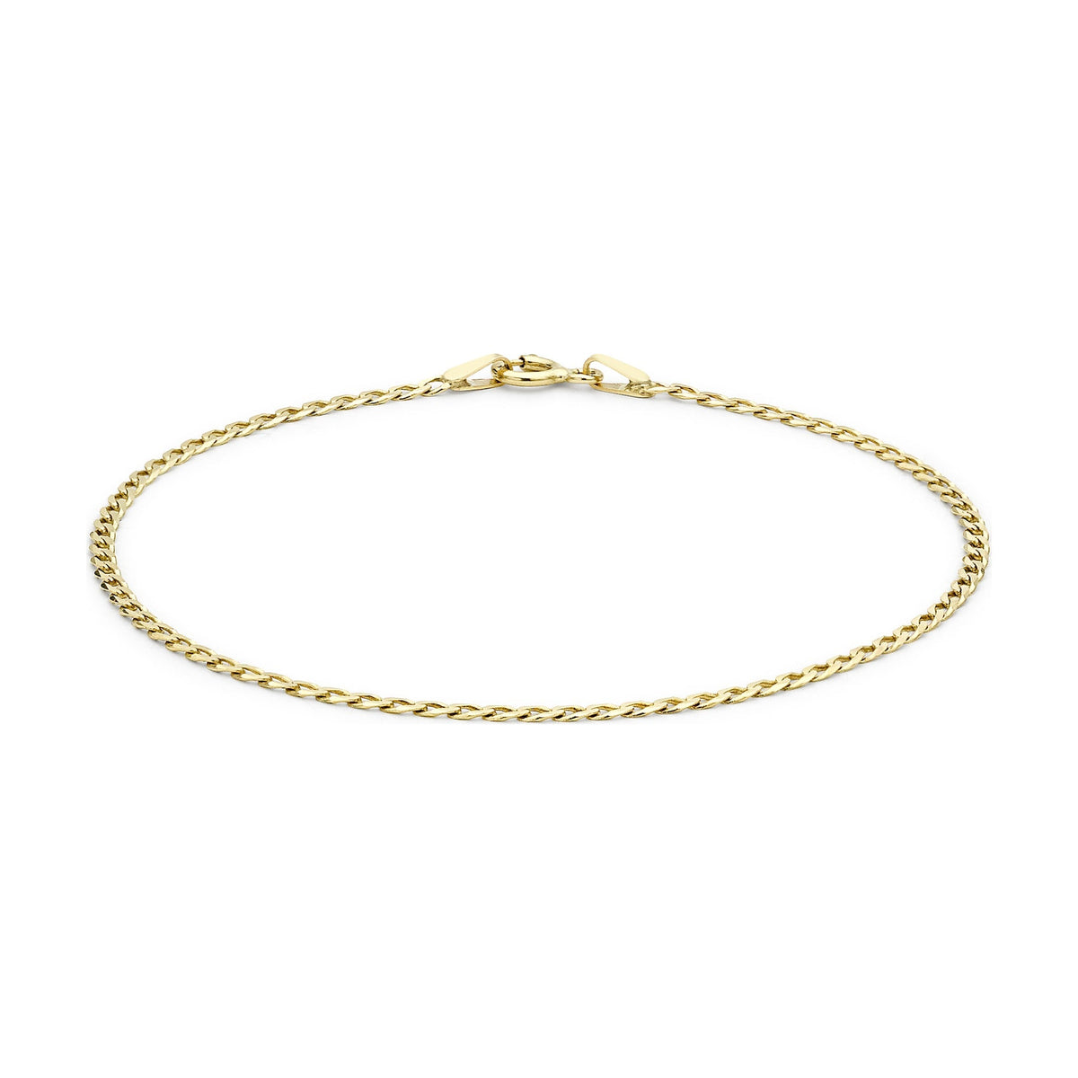 9ct Yellow Gold Flat Curb Bracelet — 2mm