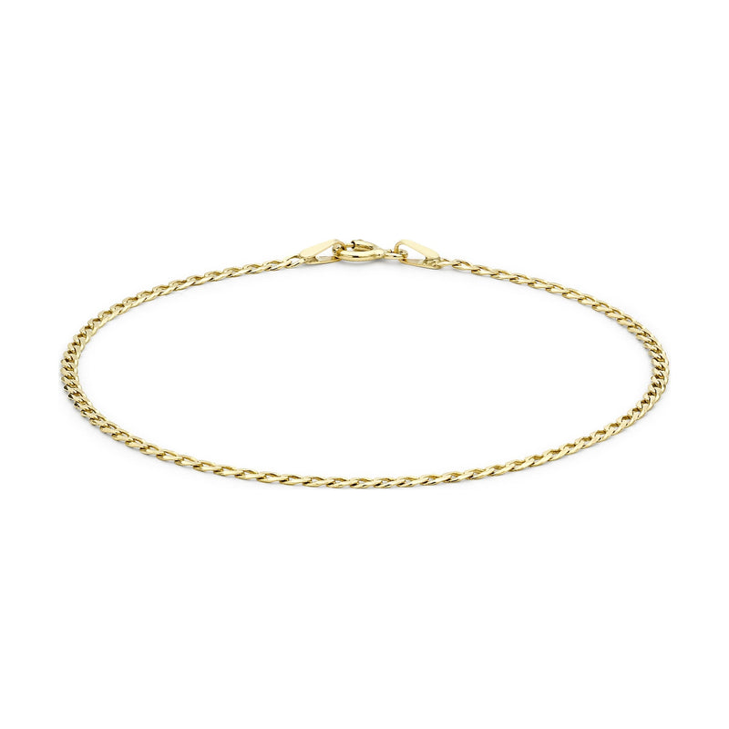 9ct Yellow Gold Flat Curb Bracelet — 2mm
