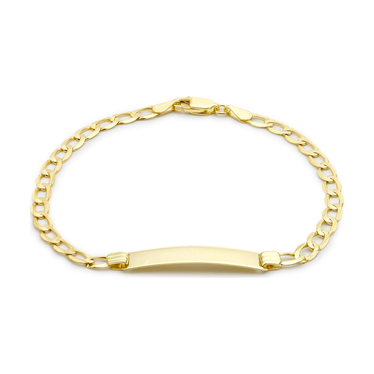 9ct Yellow Gold Flat Curb ID Bracelet — 3.7mm