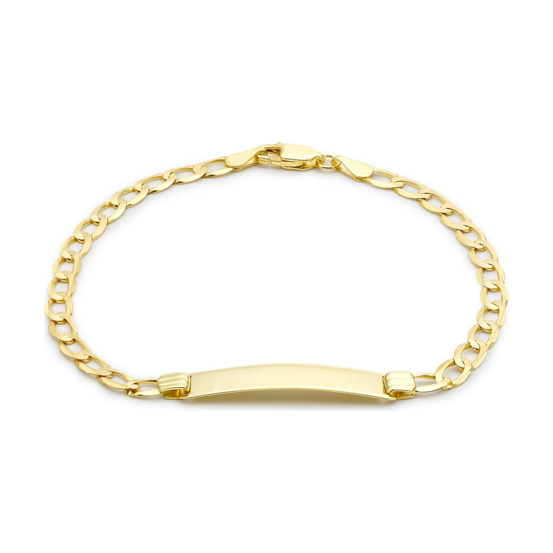 9ct Yellow Gold Flat Curb ID Bracelet — 3.7mm