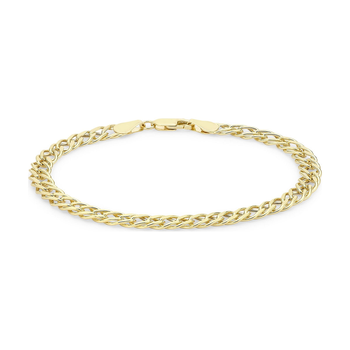 9ct Yellow Gold Flat Double Curb Bracelet — 6mm
