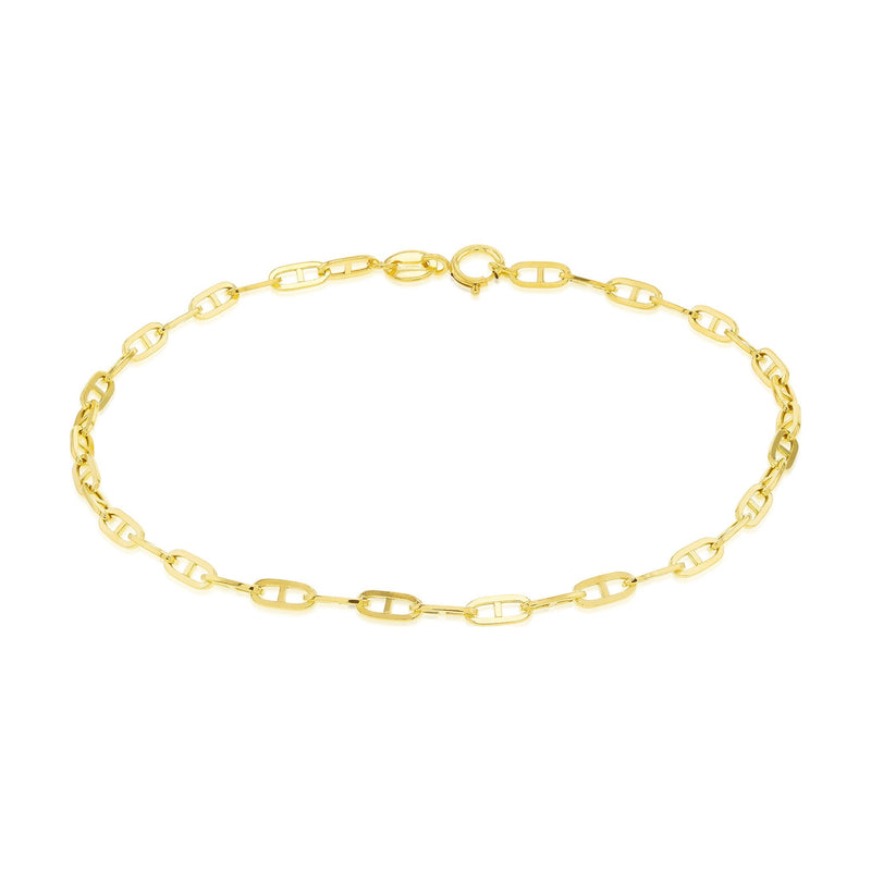9ct Yellow Gold Flat Mariner Link Bracelet — 2.5mm