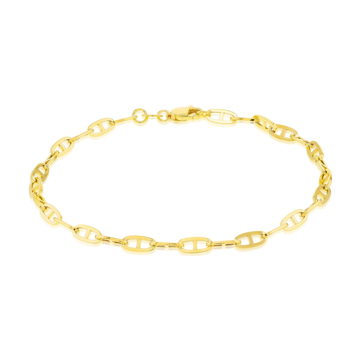 9ct Yellow Gold Flat Mariner Link Bracelet — 3.5mm