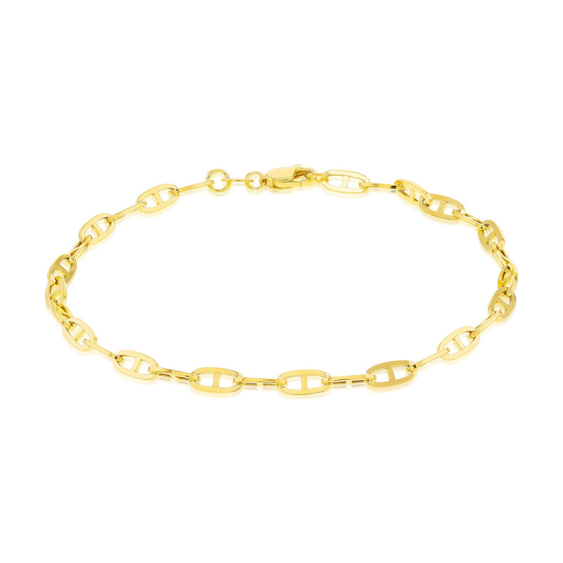 9ct Yellow Gold Flat Mariner Link Bracelet — 3.5mm