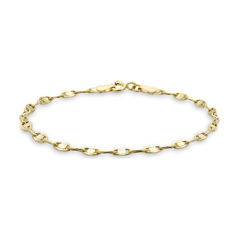 9ct Yellow Gold Flat Oval Link Bracelet — 3mm