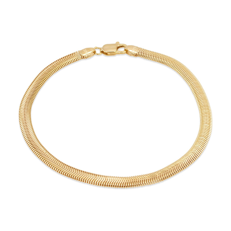 9ct Yellow Gold Flat Snake Bracelet — 4mm
