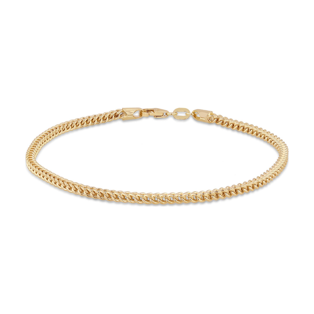 9ct Yellow Gold Franco Link Bracelet — 2mm