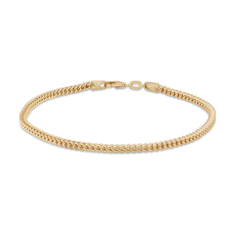 9ct Yellow Gold Franco Link Bracelet — 2mm