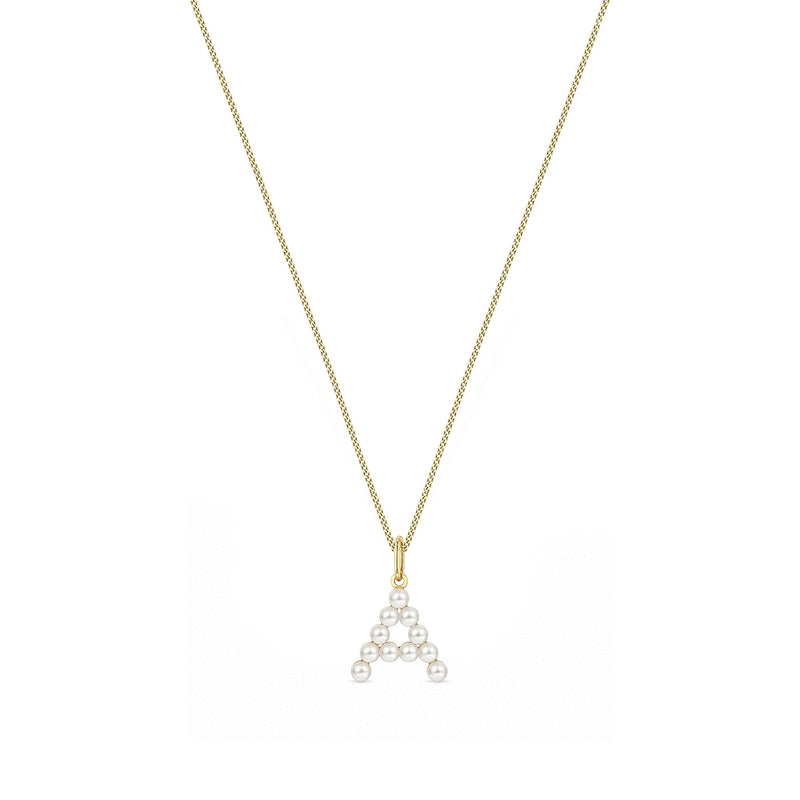 9ct Yellow Gold Freshwater Pearl Initial A Pendant