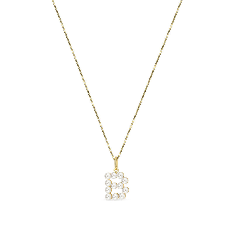 9ct Yellow Gold Freshwater Pearl Initial B Pendant