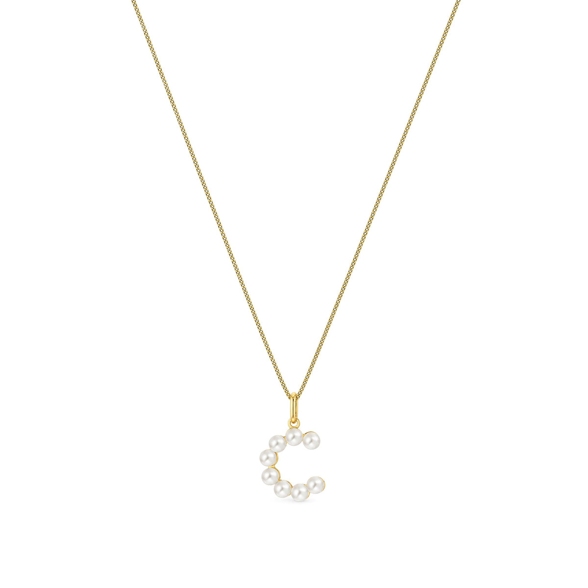 9ct Yellow Gold Freshwater Pearl Initial C Pendant
