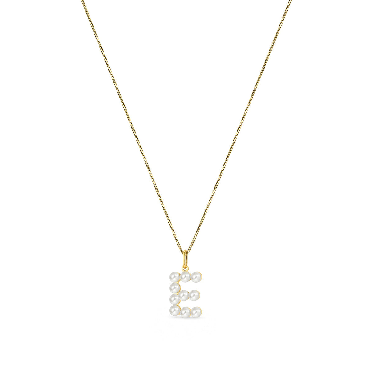9ct Yellow Gold Freshwater Pearl Initial E Pendant