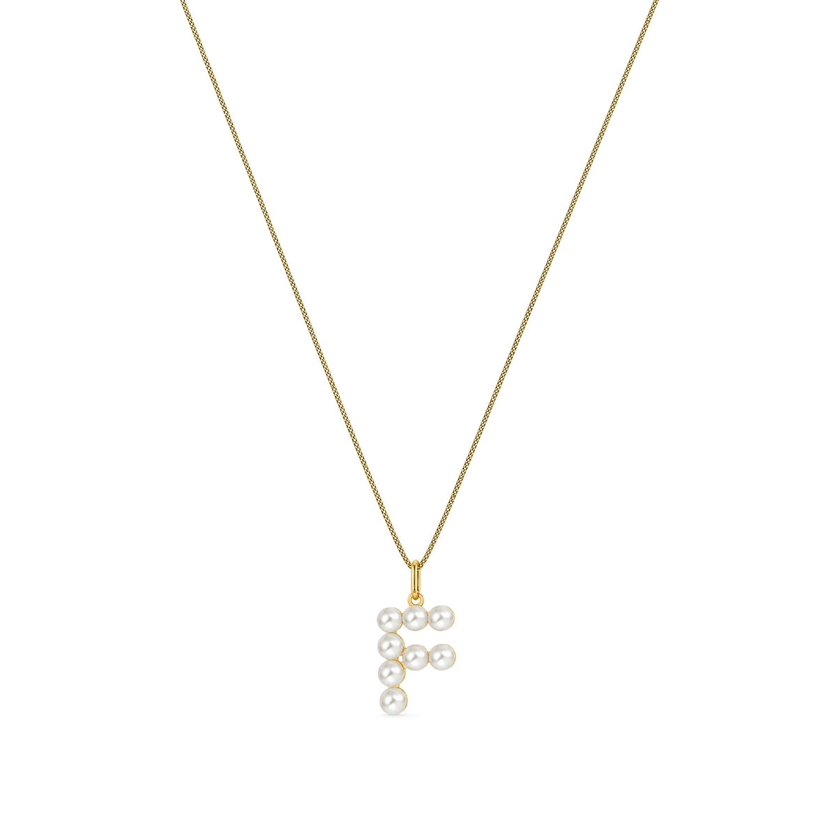 9ct Yellow Gold Freshwater Pearl Initial F Pendant
