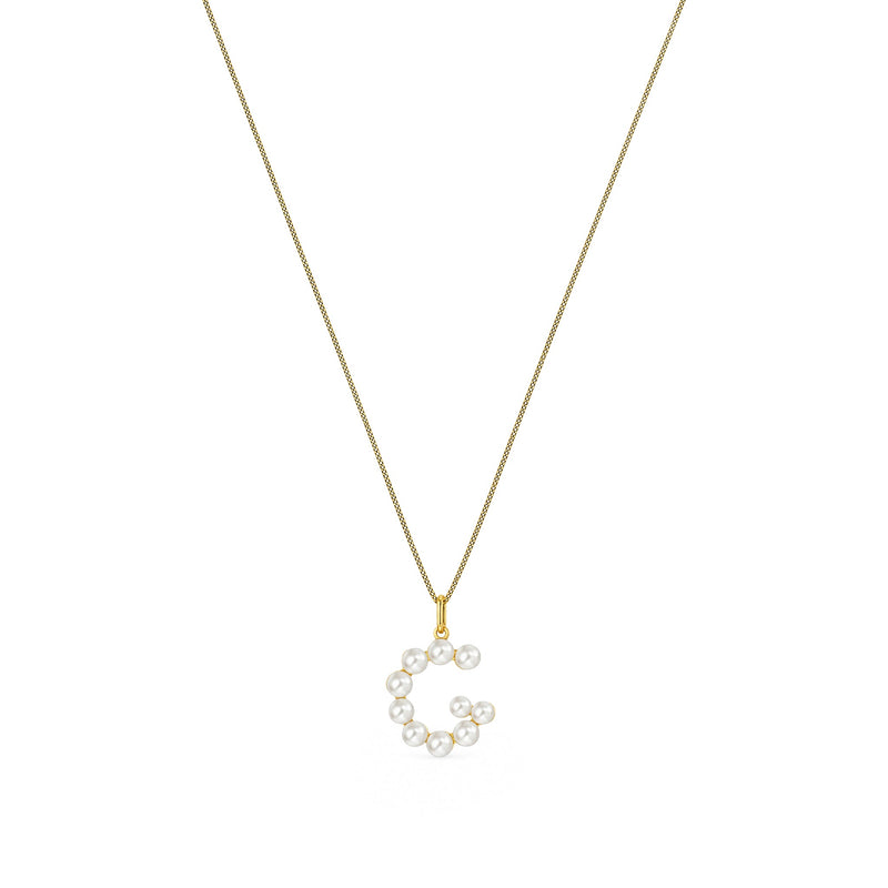 9ct Yellow Gold Freshwater Pearl Initial G Pendant
