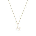 9ct Yellow Gold Freshwater Pearl Initial H Pendant