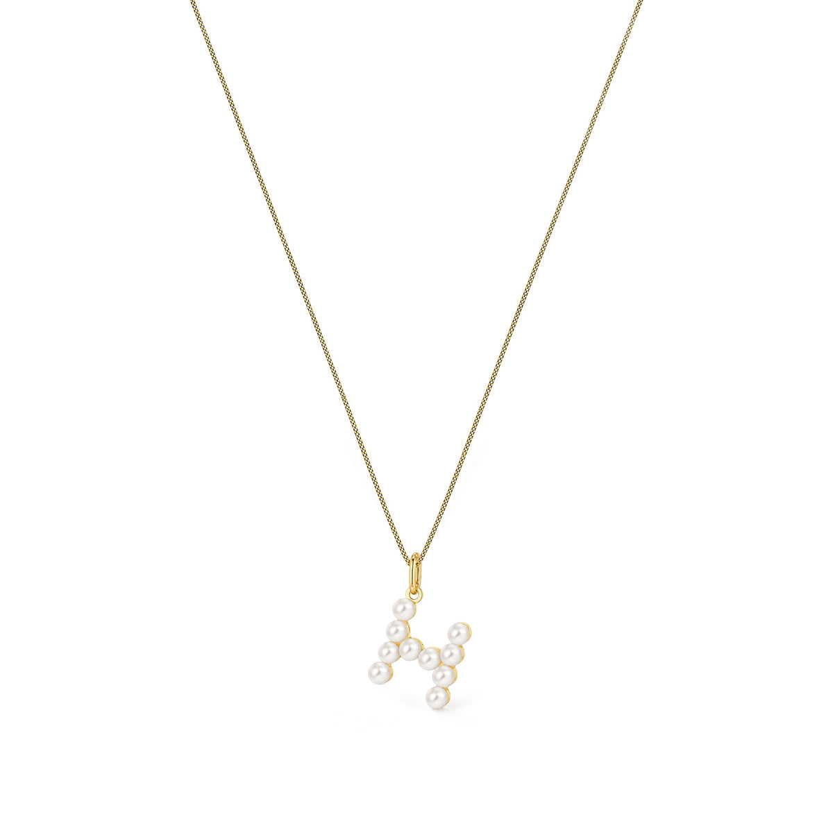 9ct Yellow Gold Freshwater Pearl Initial H Pendant