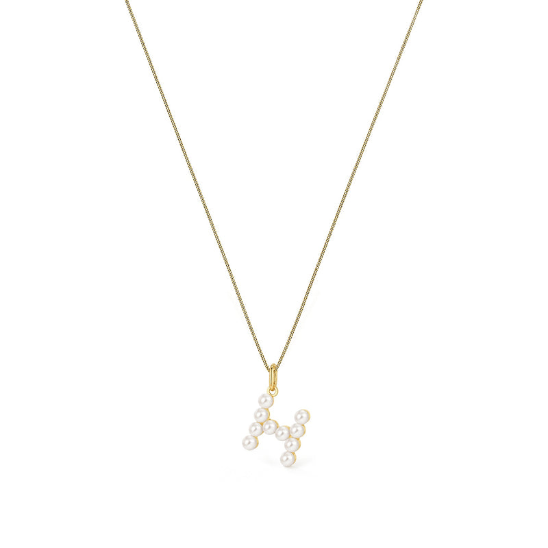 9ct Yellow Gold Freshwater Pearl Initial H Pendant