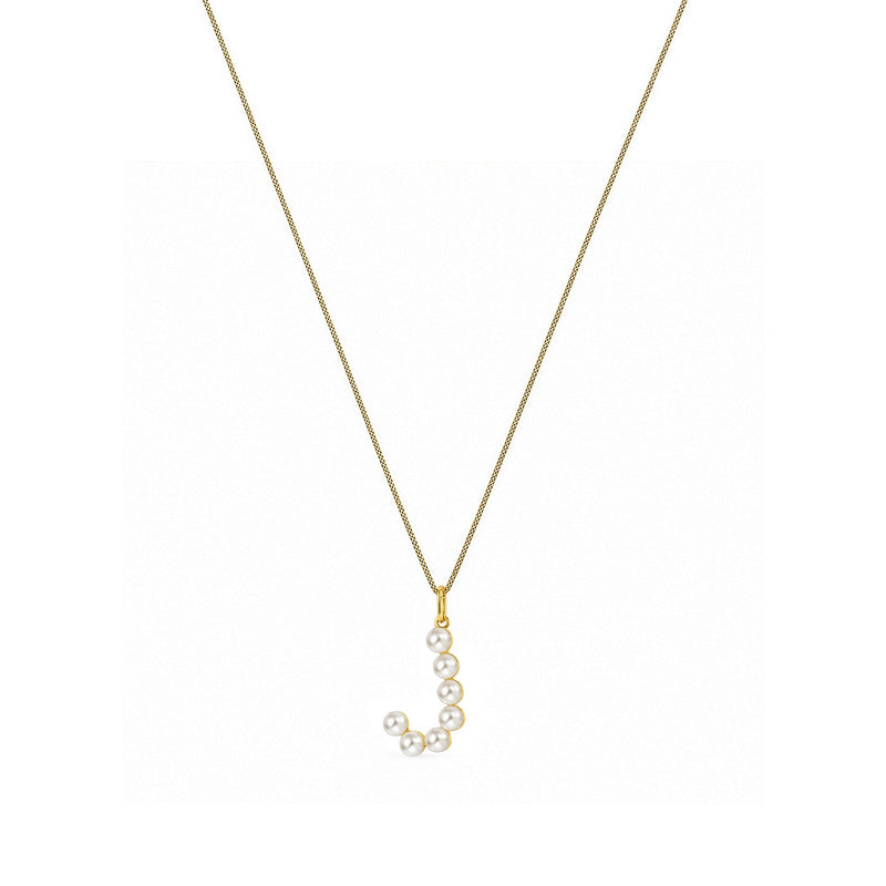 9ct Yellow Gold Freshwater Pearl Initial J Pendant