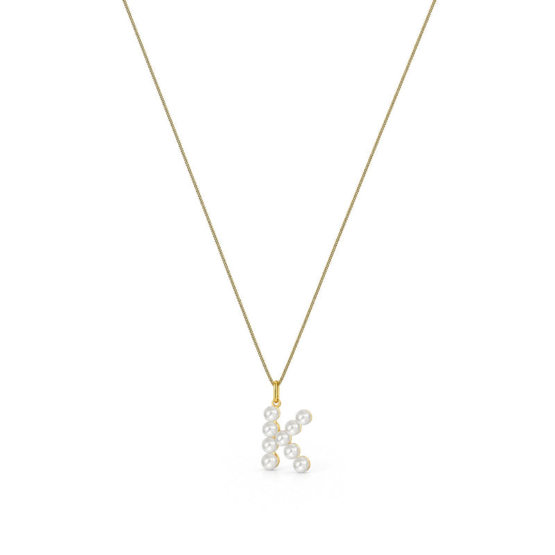 9ct Yellow Gold Freshwater Pearl Initial K Pendant