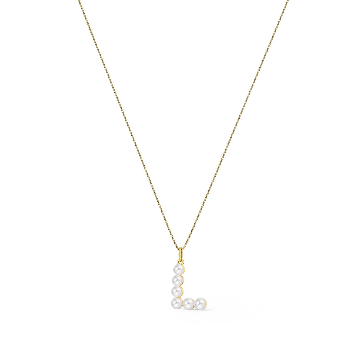 9ct Yellow Gold Freshwater Pearl Initial L Pendant
