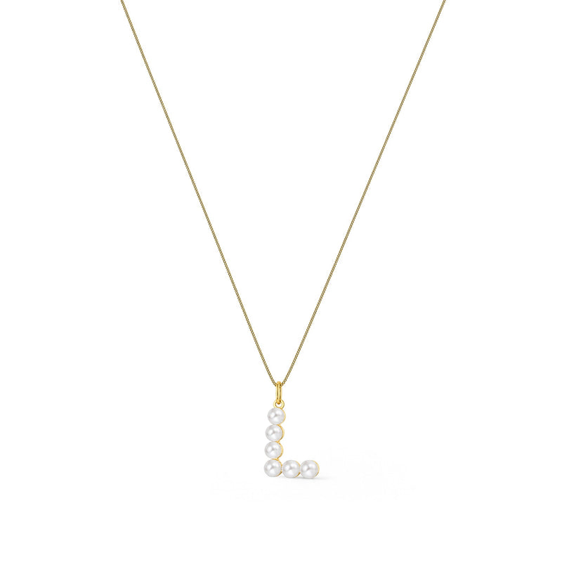 9ct Yellow Gold Freshwater Pearl Initial L Pendant