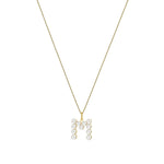9ct Yellow Gold Freshwater Pearl Initial M Pendant