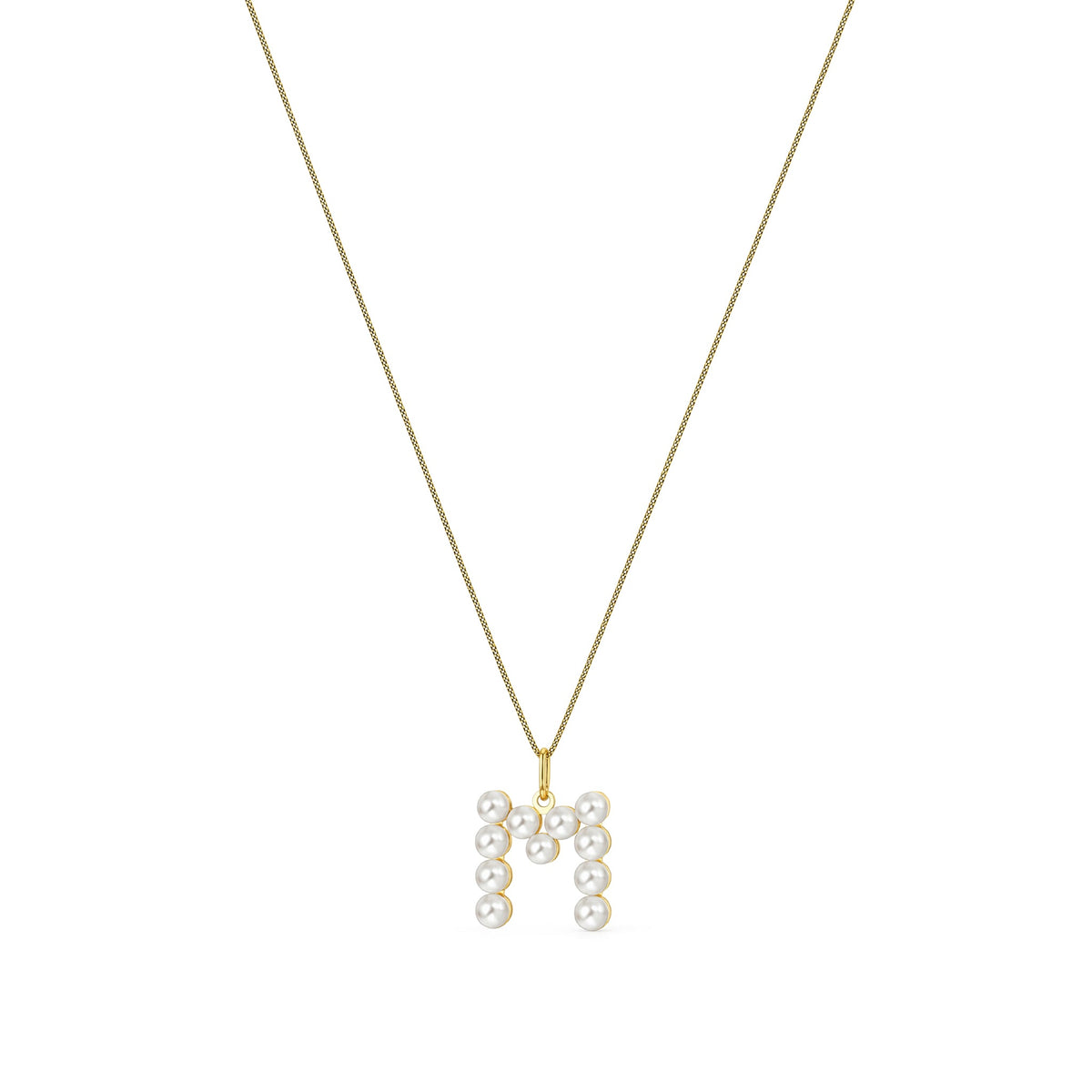 9ct Yellow Gold Freshwater Pearl Initial M Pendant