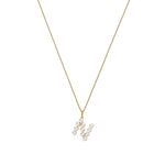 9ct Yellow Gold Freshwater Pearl Initial N Pendant