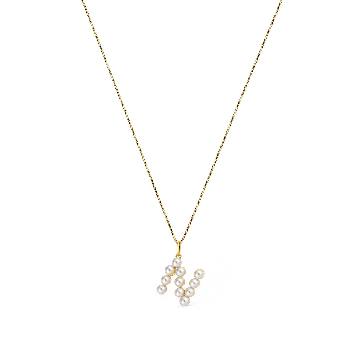 9ct Yellow Gold Freshwater Pearl Initial N Pendant