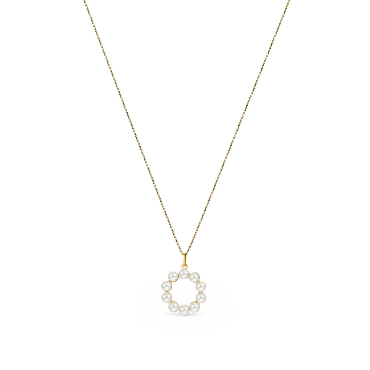 9ct Yellow Gold Freshwater Pearl Initial O Pendant