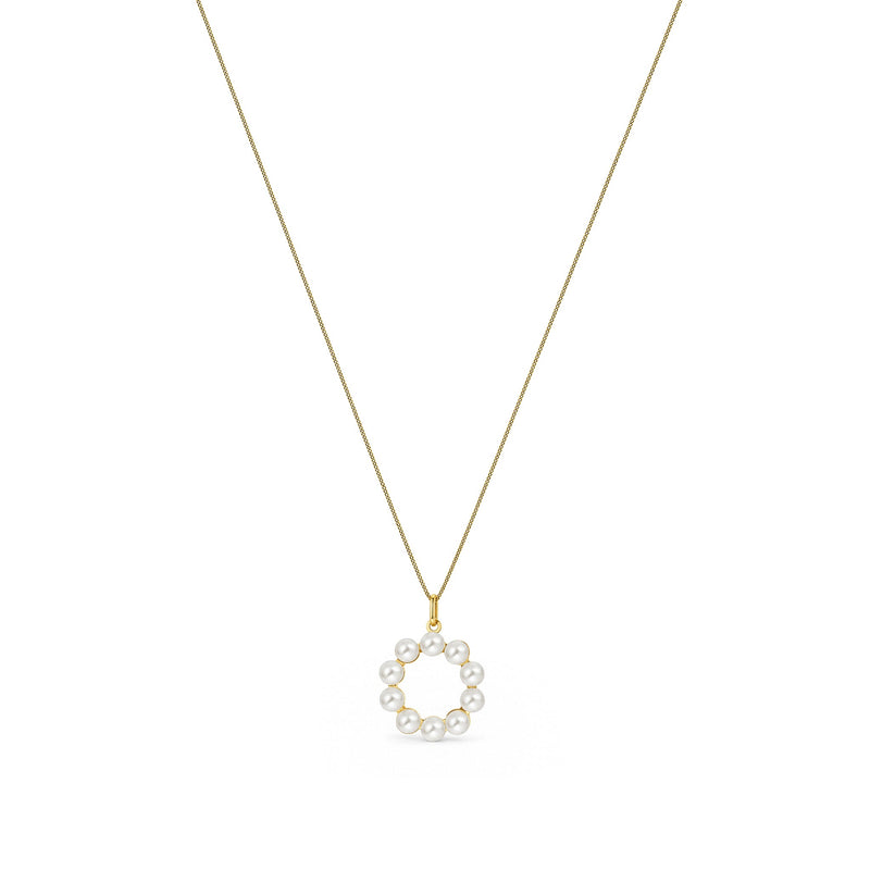 9ct Yellow Gold Freshwater Pearl Initial O Pendant