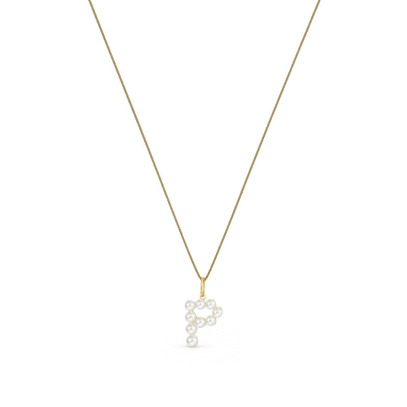 9ct Yellow Gold Freshwater Pearl Initial P Pendant