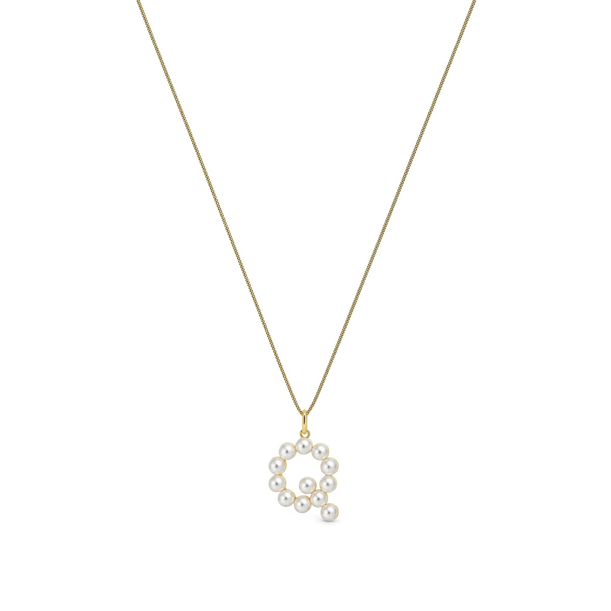 9ct Yellow Gold Freshwater Pearl Initial Q Pendant