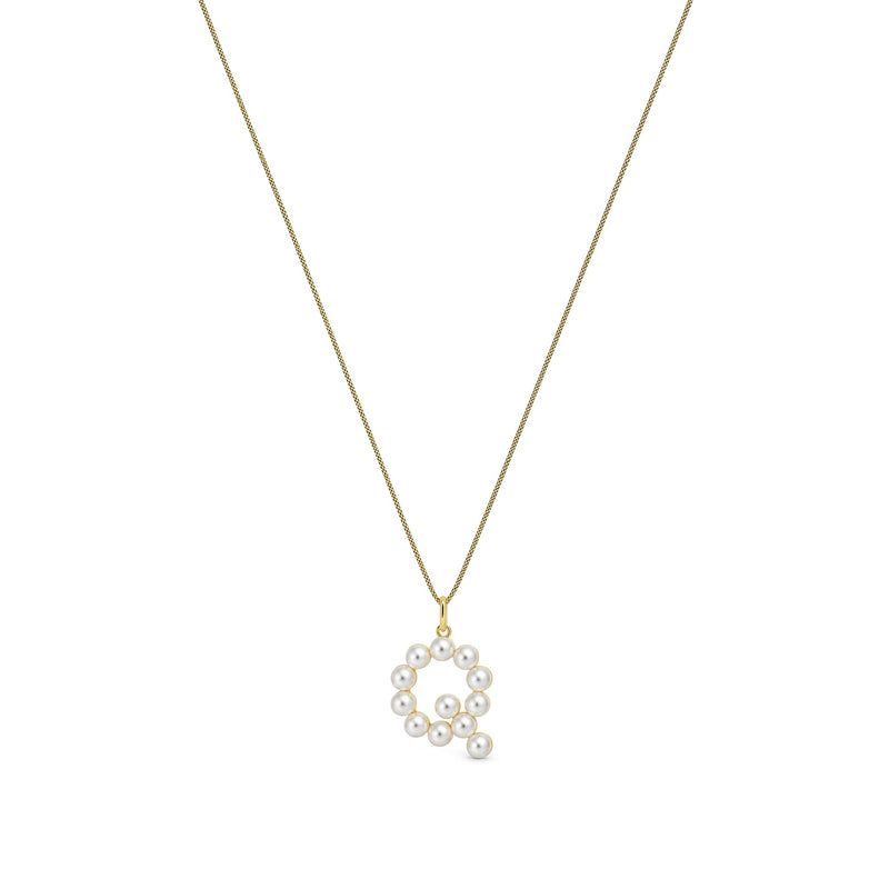 9ct Yellow Gold Freshwater Pearl Initial Q Pendant