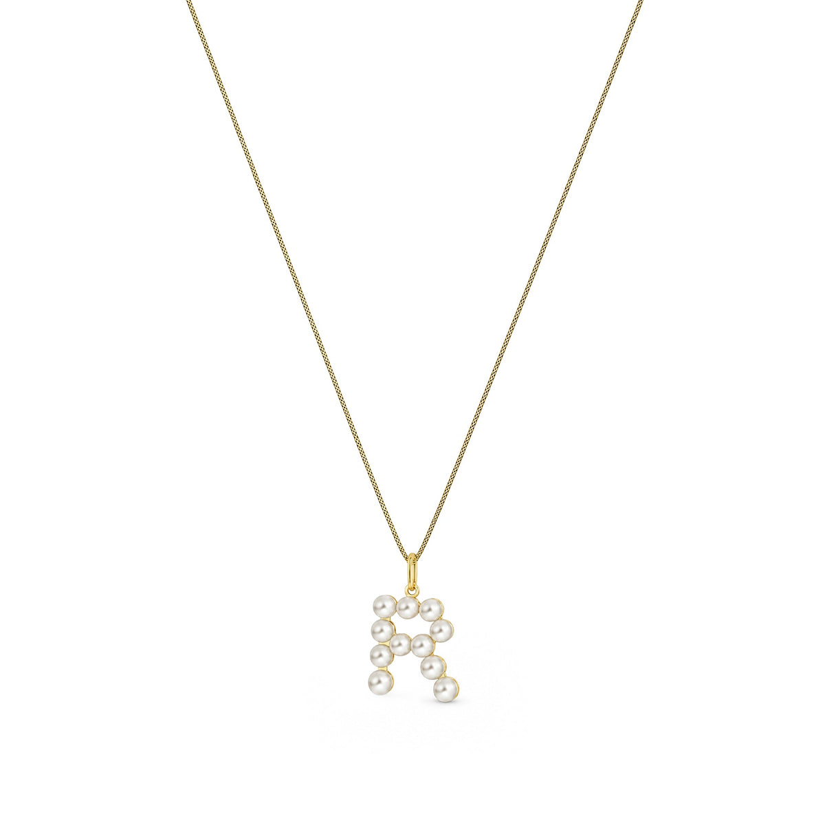9ct Yellow Gold Freshwater Pearl Initial R Pendant