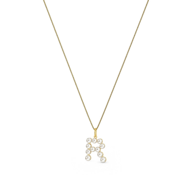 9ct Yellow Gold Freshwater Pearl Initial R Pendant
