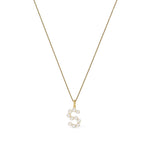 9ct Yellow Gold Freshwater Pearl Initial S Pendant