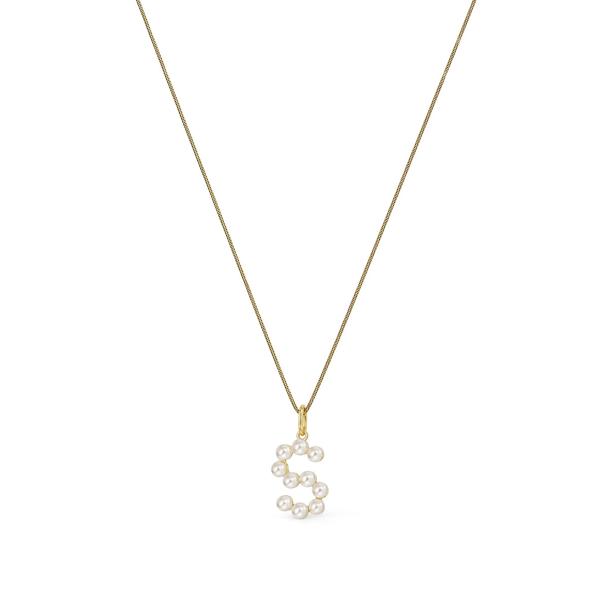 9ct Yellow Gold Freshwater Pearl Initial S Pendant