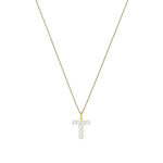 9ct Yellow Gold Freshwater Pearl Initial T Pendant