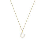 9ct Yellow Gold Freshwater Pearl Initial U Pendant